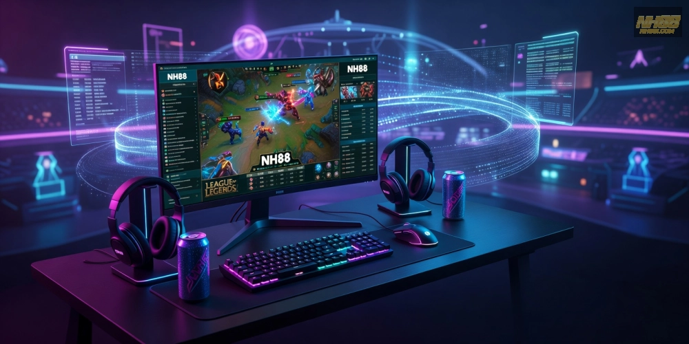 Hình ảnh giao diện cá cược eSports trên nền tảng nh88 với các trận đấu hấp dẫn và tỷ lệ kèo cạnh tranh