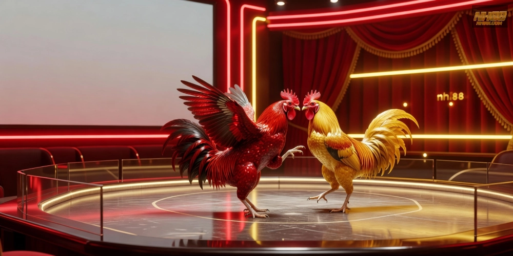 Minh họa khái niệm đá gà trực tiếp tại casino nh88 với giao diện streaming chuyên nghiệp
