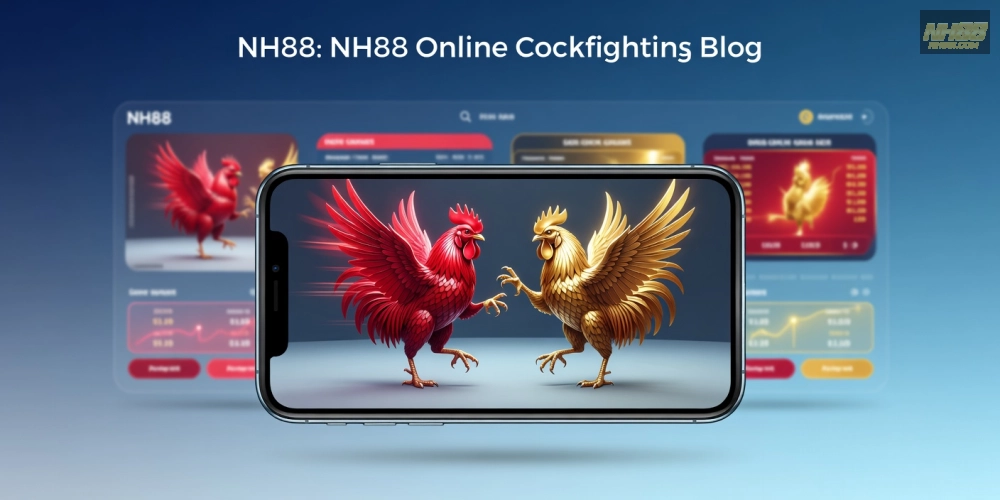 Minh họa khái niệm đá gà trực tuyến nh88 với giao diện hiện đại và biểu tượng gà chọi